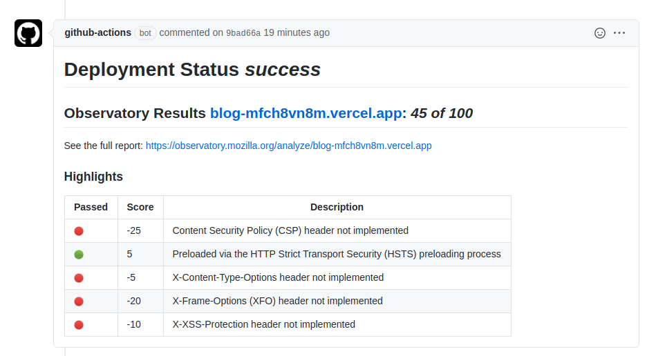 example of github action running before and after security